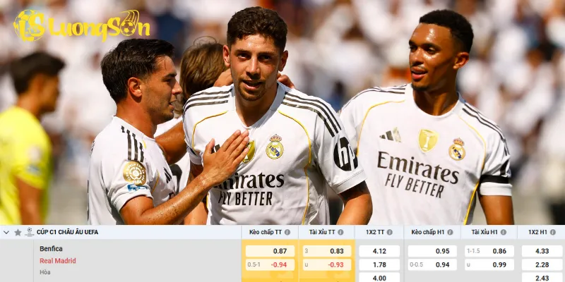 Chi tiết kèo Benfica vs Real Madrid
